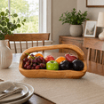 thumbnail image 3 of 15" Wooden Handmade Fruit Decorative Bowl Centerpiece Hand Carved Decoration Handcrafted Gift Wood Rectangle Serving Bowl, 3 of 4