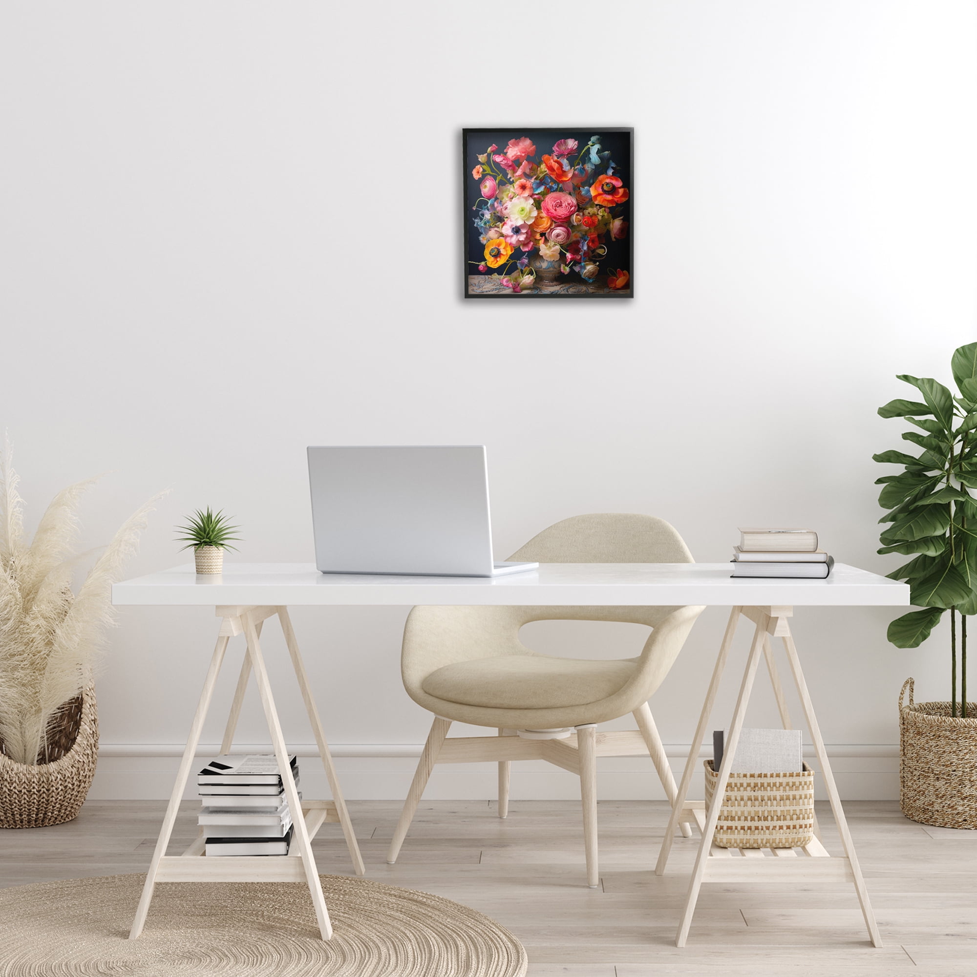 Stupell Industries Mixed Full Bouquet Botanical & Floral Painting Black Framed Art Print Wall Art, 17 x 17