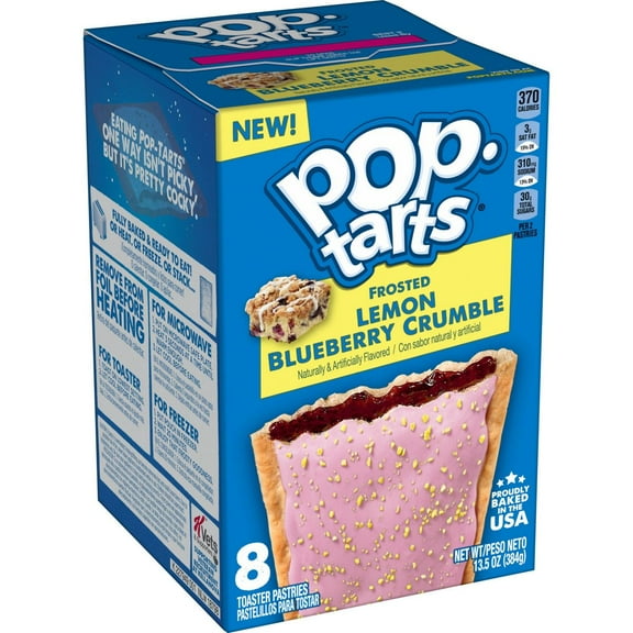 Pop-Tarts Toaster Pastries, Breakfast Foods, Kids Snacks, Frosted Lemon Blueberry Crumble, 13.5oz Box (8 Pop-Tarts)( Pack of 2 )
