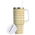 thumbnail image 2 of 40 oz Tumbler With Handle Stainless Steel Insulated Tumbler With Lid for Car Cup Holder Light Yellow and White Gingham, 2 of 9