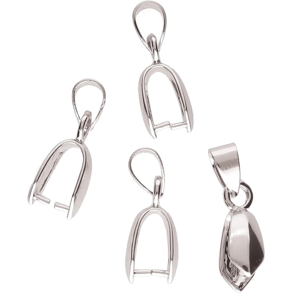 The Beadsmith Basic Elements Pinch Bails – Silver Plated – 22mm – 4 Pieces – Pendant Bails for Cabochons, Glass Beads, Ceramic, Crystal and Flat-Back Findings for Necklaces & Jewelry Making