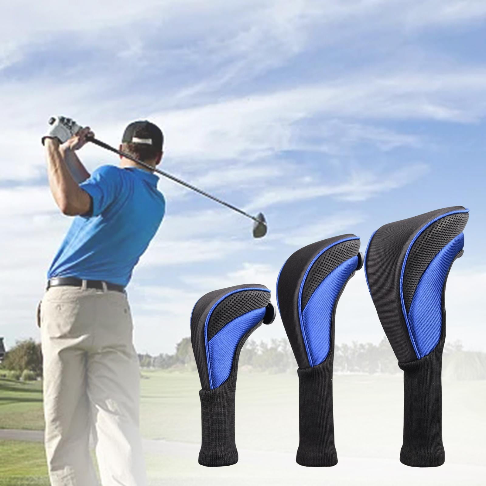 funtasica Golf Club Head Cover 1, 3 4 5 7 X Driver Fairway Woods Headcovers, Hybrid Head Cover Set with Interchangeable Tags Fits Fairway And Driver Clubs , New Blue, L