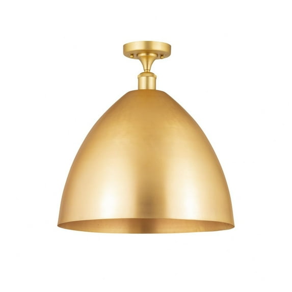Innovations Lighting 516-1C-SG-MBD-16-SG-LED Ballston Cone - 1 Light Semi-Flush Mount In Industrial Style-18.75 Inches Tall and 16 Inches Wide Satin Gold Satin Gold Matte Black Finish