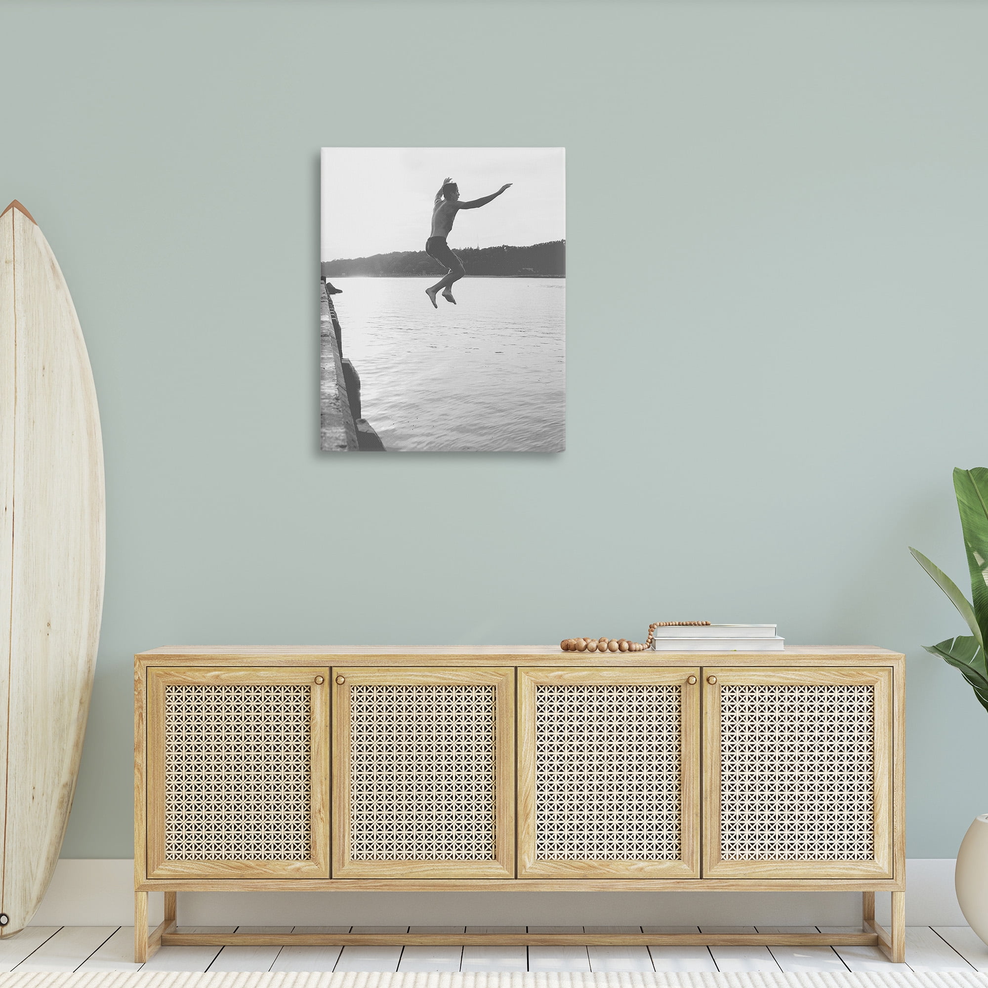 Stupell Industries Jumping in Lake Photography Landscape Photography Gallery Wrapped Canvas Art Print Wall Art, 30 x 40
