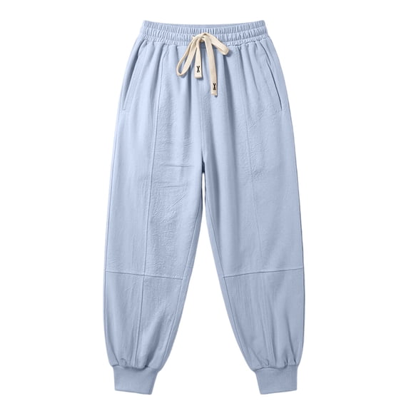 Timoontee Men Drawstring Elastic High Waist Multi Panel Cuffed Ankle Baggy Crinkle Woven Jogger Pants Deep Side Pockets Breathable Loose Fit Summer Outdoor Trousers XL