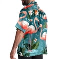 thumbnail image 3 of Flamingo Tropical Rainforest Men's Short Sleeve Button Down Casual Poplin Shirts for Summer Beach, Printed Design - Unisex, 3 of 6