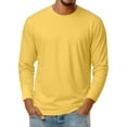 thumbnail image 2 of LNZGNM Mens Long Sleeve Tee Shirts Casual Big and Tall Crew Neck Shirts Basic Cotton Blend T-Shirt Lightweight Loose Fit Pullover Shirts, Yellow XL, 2 of 9