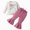 R599-Pink, variant on NOLDARES Infant Toddler Kid Girl Winter Outfits 2 Piece Long Sleeve Round Neck Top and Elastic Waist Pants Clothes Clothing(Pink,6-12 M)