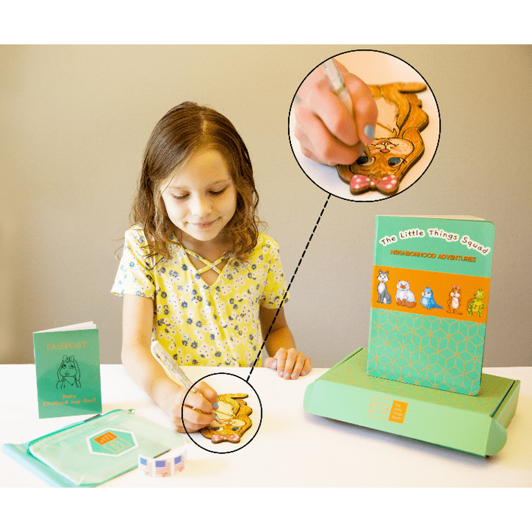 Pen Pal Kit for Kids - The Little Things Squad – Carly The Cat | Includes: Board Book, Stamps, Envelopes | Letter Writing, Decorating, Creative Toy