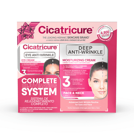 Cicatricure Complete Rejuvenating Skin Care System Gift Set with (1) Eye Anti-Wrinkle Cream & (1) Deep Anti-Wrinkle Moisturizing Cream, Value Pack of 2