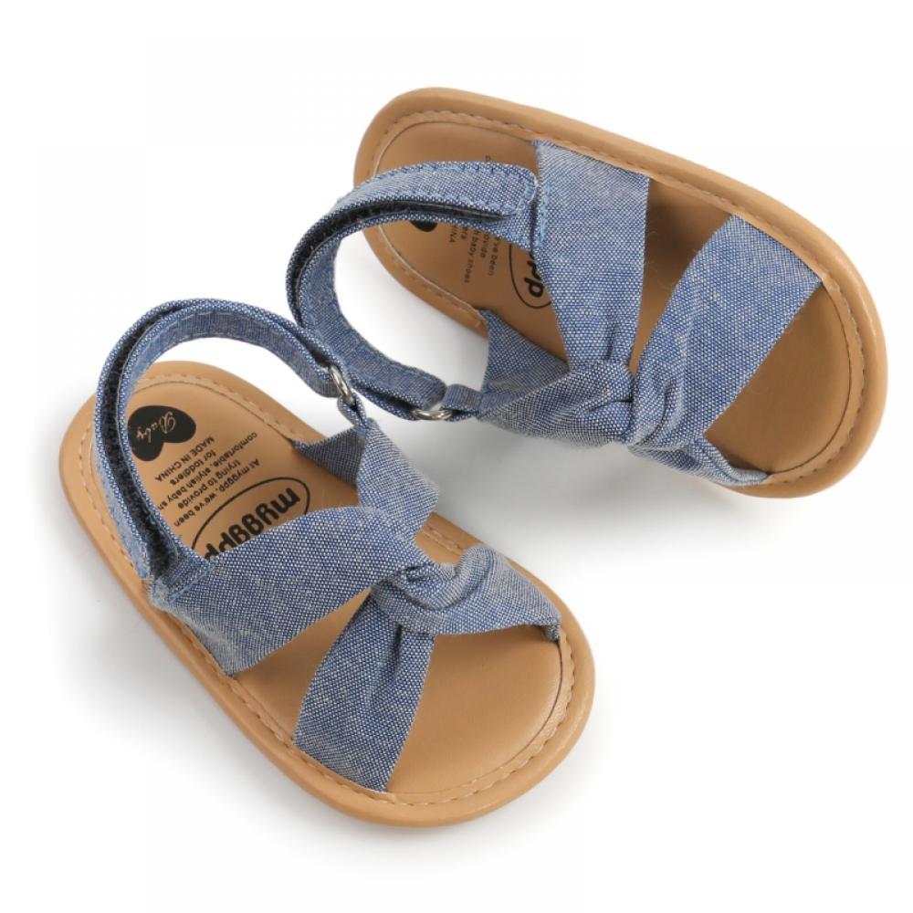Toddler Girls Open Toes Sandals Summer Beach Outdoor Anti Slip Rubber Sole Flats,Infant Baby Boys Girls Crib Shoes Sandals First Walking Casual Dress Shoes Denim Cloth Prewalker Sandals 0-18Month - image 3 of 7