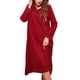 thumbnail image 4 of Camisón de manga larga para mujer, botón de solapa, escote en V, diseño a cuadros rojos, camisón largo suelto para mujer, rojo XXL, 4 of 8