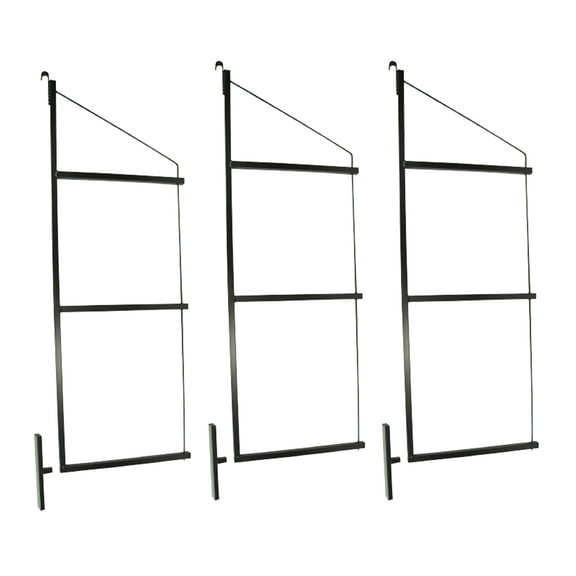 3 Pack of 3 Tier Shipping Container Shelving Bracket with 18"(D) x 60"(H) - Black Powder Coated Steel Shelf Brackets for Heavy Duty Trailer Containers - Easy to Assemble & Remove
