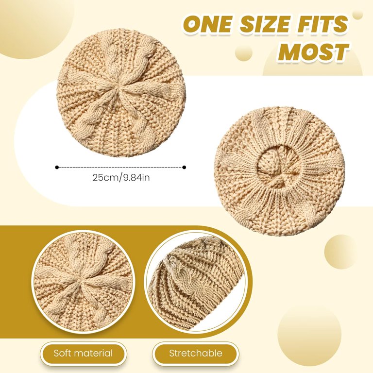 Soft Knit Lightweight Crochet Beret 4 Pieces Beret Hats for  display picture 2