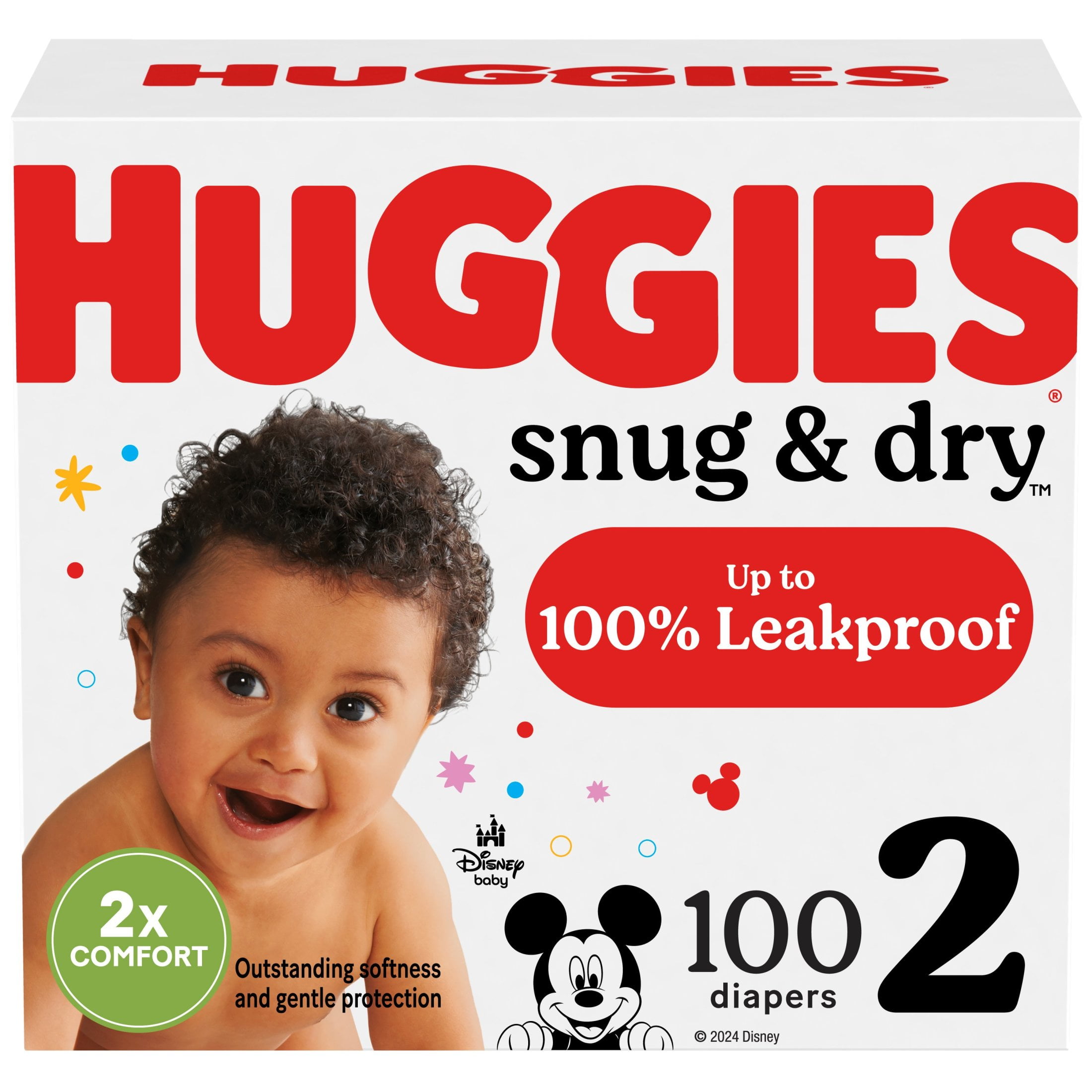 Huggies Snug & Dry Baby Diapers, Size 2 (12-18 lbs), 100 Ct (Select for More)
