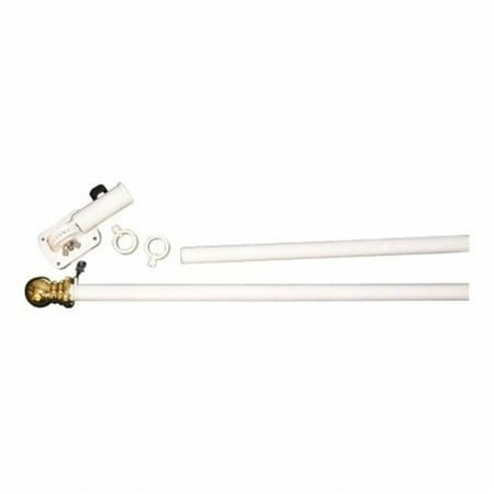 Annin Flagmakers 242 6 ft. 2 Piece White Spinning Flagpole with Ball Top and Adjustable Holder