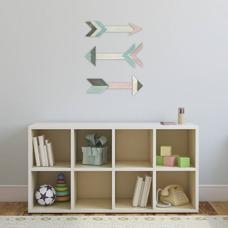 Better Homes and Gardens 3-Piece Wooden Arrow Wall Art Set, Pink and Aqua