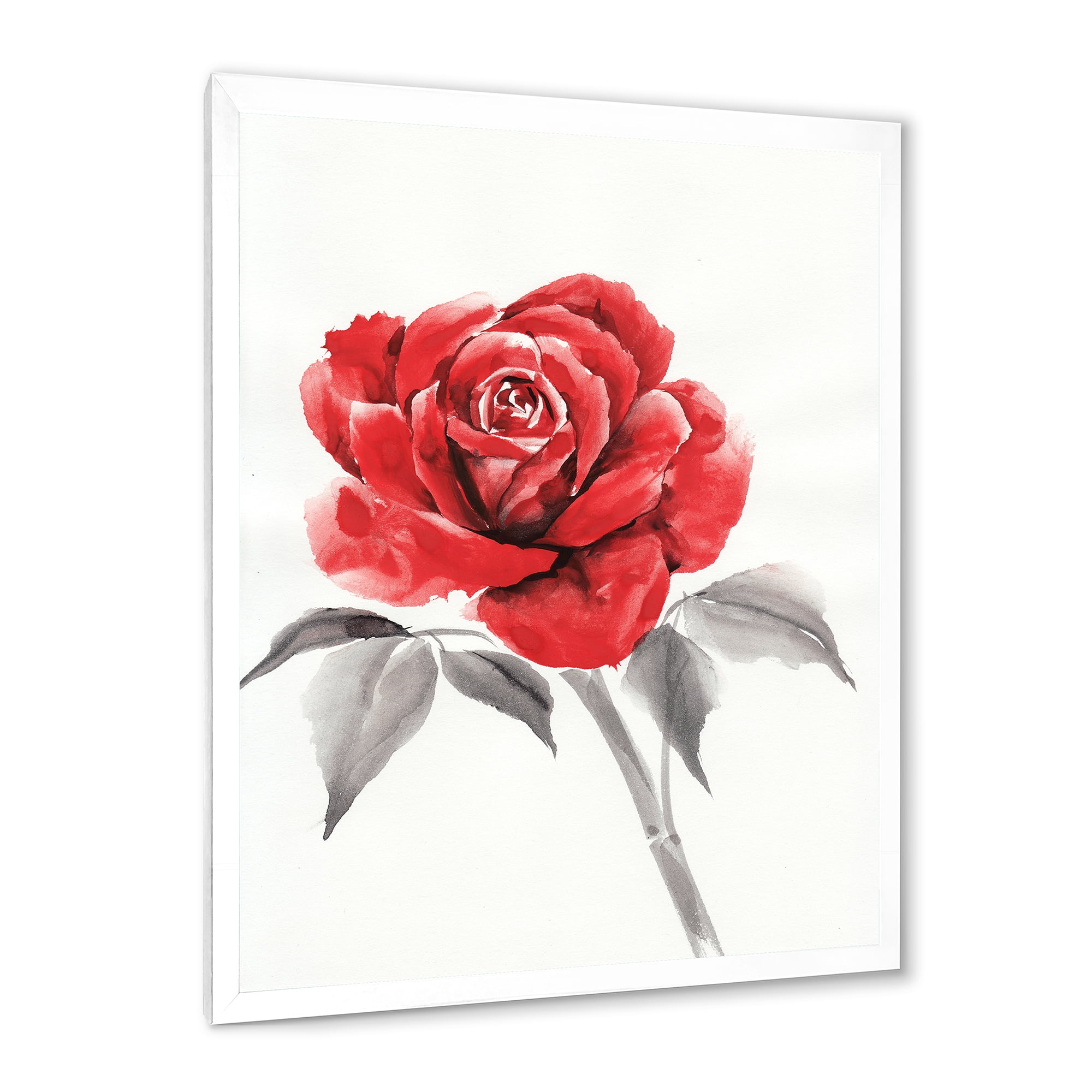 Designart 'Ancient Red Rose Flower I' Traditional Framed Art Print