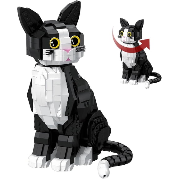 Honchoes Tuxedo Cat Building Blocks Set Compatible with Lego Animal Decor Gift for Adults Boys Girls 801 Pcs