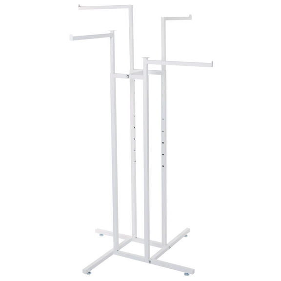 SSWBasics White 4-Way Clothing Rack with Straight Arms