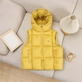 thumbnail image 4 of vokkrv Kids Sleeveless Zip Up Hooded Vest Jacket, Waistcoat Warm Outerwear, Windproof Casual Layering Coat for Boys Girls Winter Outdoor Yellow 11-12 Years, 4 of 7