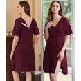 thumbnail image 4 of Ekouaer Labor and Delivery Gown for Hospital Short Sleeve Maternity Nursing Dress Nightgown with Button Darck Red XL, 4 of 5