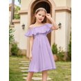 thumbnail image 3 of Arshiner Girls Summer Floral Ruffle Sundress Cold Shoulder Casual Holiday Dresses, 3 of 6