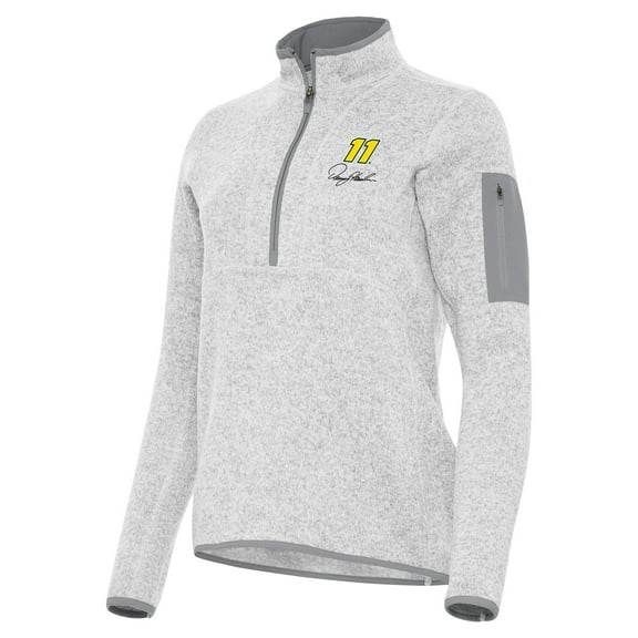 Women's Antigua Heather Gray Denny Hamlin Fortune Half-Zip Pullover Jacket