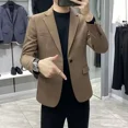 thumbnail image 5 of Chaqueta de traje fina para hombre, abrigo de negocios recortado, blazer para hombre, corte entallado, ropa clásica corta, sencilla, con botones, a la moda, 2024, 5 of 5
