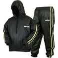 thumbnail image 5 of MRX Heavy Duty Sweat SAUNA SUIT With Hoodie Exercise Gym Suit Fitness Weight Loss Slimming MMA Training Black/Green (Large), 5 of 5