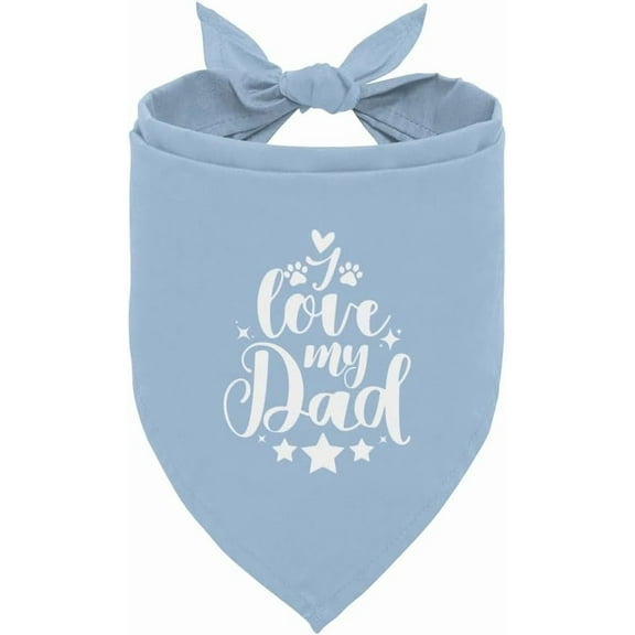 I Love My Dad Dog Bandana, Baby Blue Dog Bandana, Dog Scarf Accessories, Pet Dog Triangle Scarf, Boy Dog Accessories, Dog Bandana for Small Medium Large Dogs, Gifts from Dogs to Dad (E27)