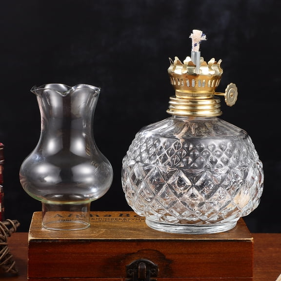 MERRYHAPY Vintage Style Kerosene Lamp with Glass Shade for Home Decor and Soft Ambient Lighting, Available in Multiple Colors