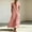 Pink, variant on Women's Cotton Linen Midi Dress Summer Short Sleeve V‑Neck Asymmetrical Button Casual Dress with Side Pockets Pink XL(XL)
