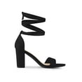 thumbnail image 3 of BLISSFUL STEP Women's Lace Up and Ankle Strap Block Heel Sandals Black 8, 3 of 8