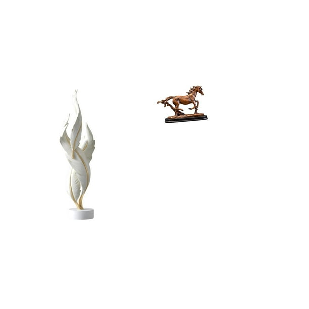 Figura decorativa,Escultura de plumas para escritorio,oficina,decoración del hogar,Figura decorativa de escritorio para decoración de mesa del hogar,Figura de caballo,Escultura de figura de