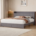 thumbnail image 3 of EDX King Upholstered Platform Bed Frame with Storage Drawers and Fabric Headboard, Steel Support Frame, Gray, 3 of 10