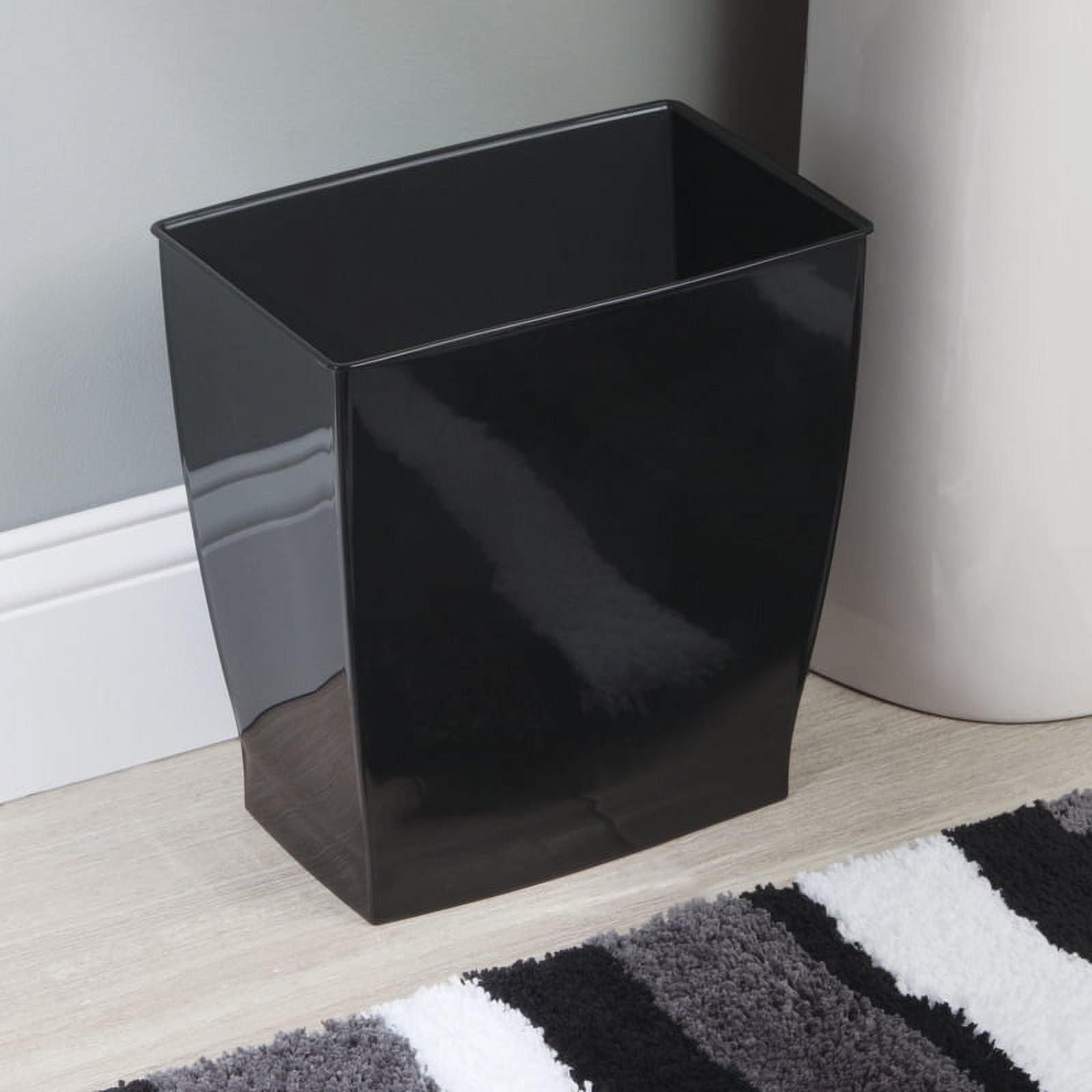 Interdesign 64772 Idesign 64772 Mono Black Plastic Rectangular Wastebasket