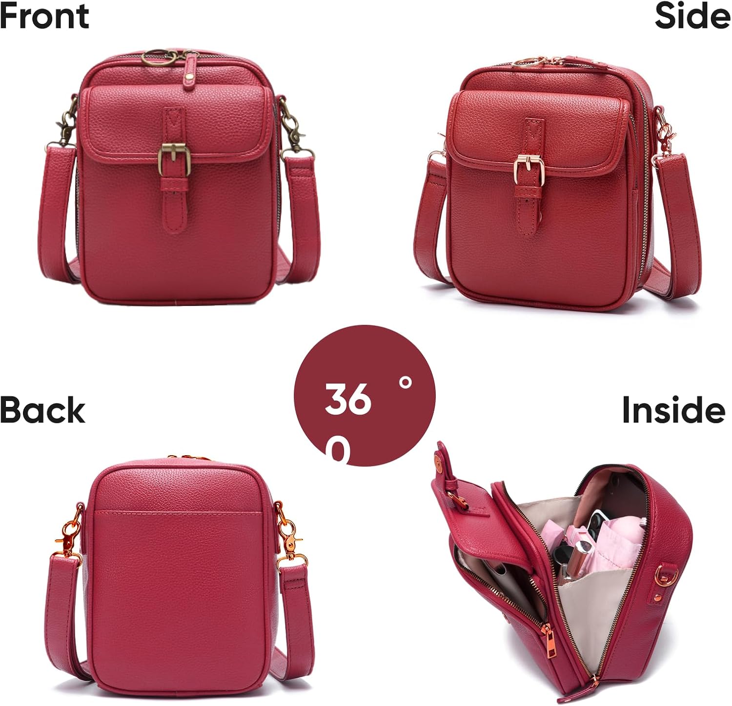 Leather Crossbody Bags for Women Anti-Theft Vegan Purse with Card Slots, Travel Shoulder Bag, Waterproof Crossbody Purse
