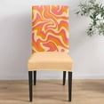 thumbnail image 4 of Dining Chair Covers, Orange Coral Fluid Art Abstract Texture Stretch Parsons Chair Slipcovers Protector Kitchen Chair Cover for Dining Room， Set of 4, 4 of 6