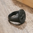 thumbnail image 7 of Men’s 3D Compass Signet Ring - Cool Black Stainless Steel Finger Band Jewelry, 7 of 7