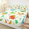 thumbnail image 3 of jejeloiu Colorful Dino Queen Sheet Sets,Jungle Dinosaur Flat Sheet,Wild Animals Queen Fitted Sheet For Boys Girl,Microfiber Bedroom Decor,4 Pieces, 3 of 7
