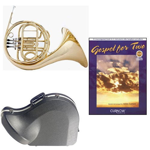 Band Directors Choice Single French Horn in F - Gospel For 2 Play Along Pack; Includes Student French Horn, Case, Accessories & Gospel For 2 Play Along Book