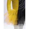 thumbnail image 5 of Aislor Girls Sparkly Figure Skating Dress Long Sleeve Ballet Tutu Leotard Contemporary Dancewear Black Yellow 16, 5 of 7