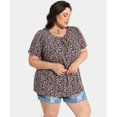 thumbnail image 4 of CASSIE LIZ Plus Size Short Sleeve Tops for Women Casual Floral Black 3X Swing Flowy Blouses Fashion V Neck Pullover Pleated Shirts Loose Fit Tee Spring Summer Tunics 3XL 22W 24W, 4 of 8