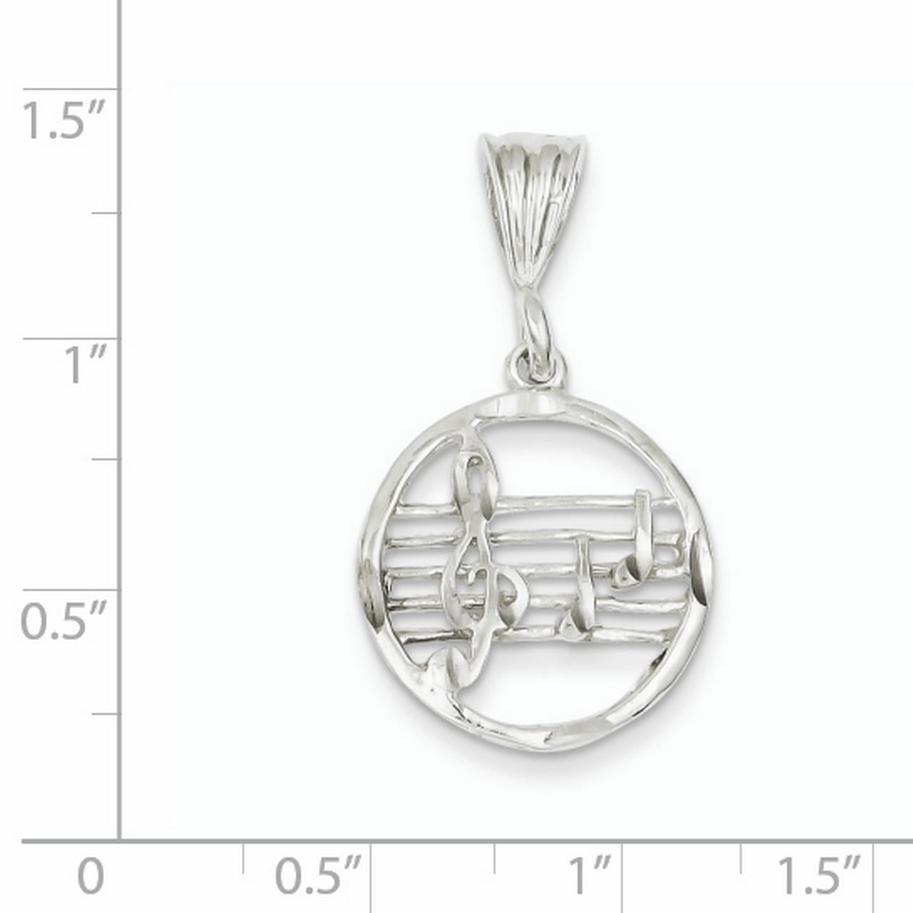 19mm x 22mm Solid 925 Sterling Silver Music Staff Pendant Charm