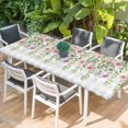 thumbnail image 2 of Colorful Flowers Table Cloths for 8 Foot Rectangle Tables, Spring Floral Leaves Botanical Gray Plaid Patio Waterproof Elastic Fitted Tablecloths, Washable Rectangular Table Cover for Camping, 2 of 8