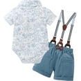 thumbnail image 5 of ZOEREA Baby Boy Clothes Suit Newborn Infant Gentleman Outfits, Formal Dress Shirt+Bowtie+Suspender Shorts Wedding Party Set, 5 of 10