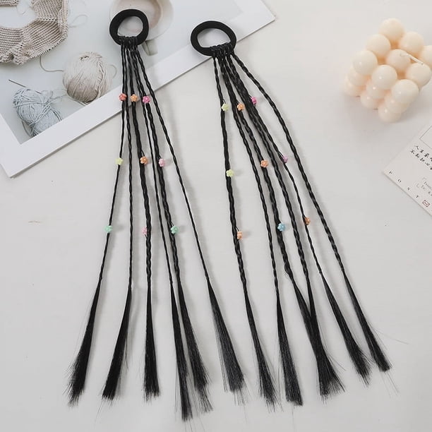 Zhuge 2 extensiones de cabello trenzado con bandas de goma para extensiones de cola de caballo trenzada larga, accesorios para el cabello de cosplay, B13