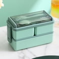 thumbnail image 1 of Office Bento Box Set With Reusable Cutlery Microwave Safe Japanese Style Lunch Boxes Food Container, 1 of 7