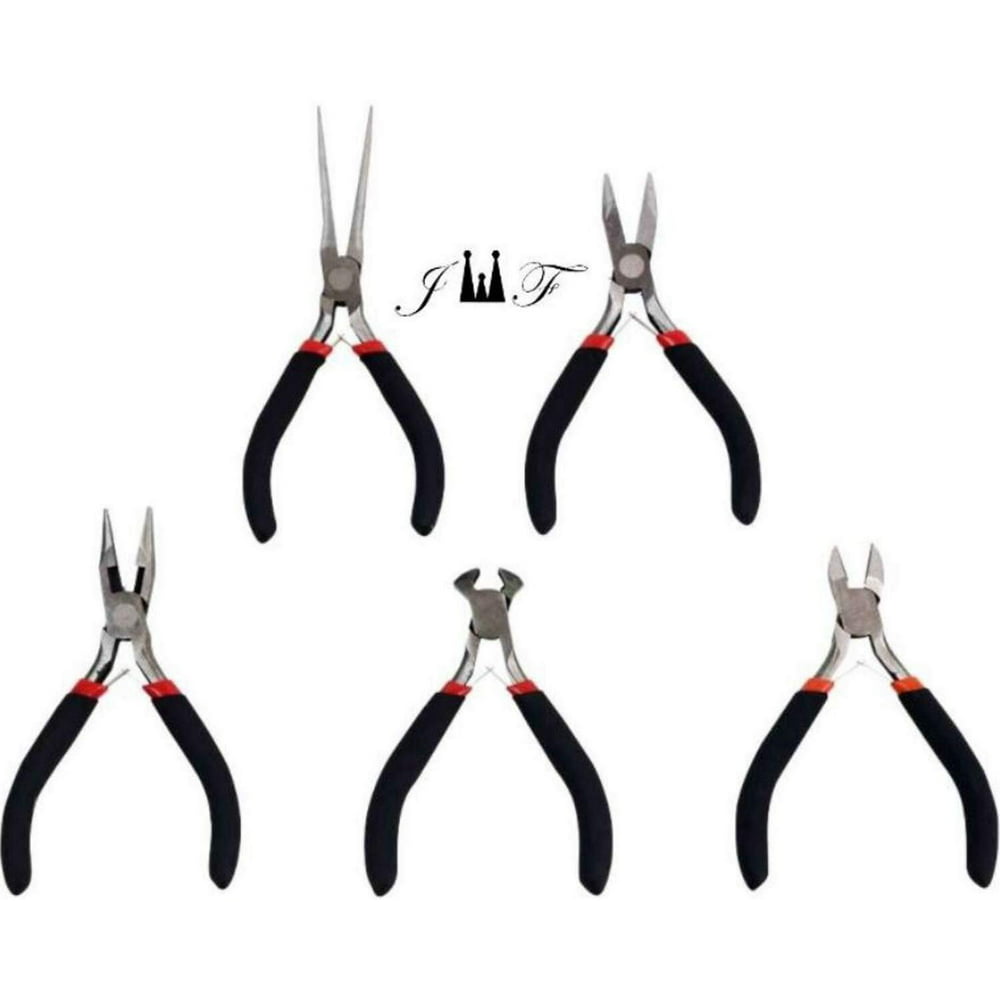 5 PC Mini Pliers Set Pack – 4 ½” Mini Long Needle Nose Pliers, 4 ½ ...